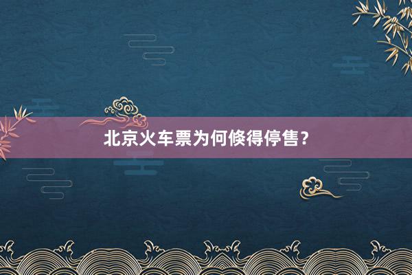 北京火车票为何倏得停售？